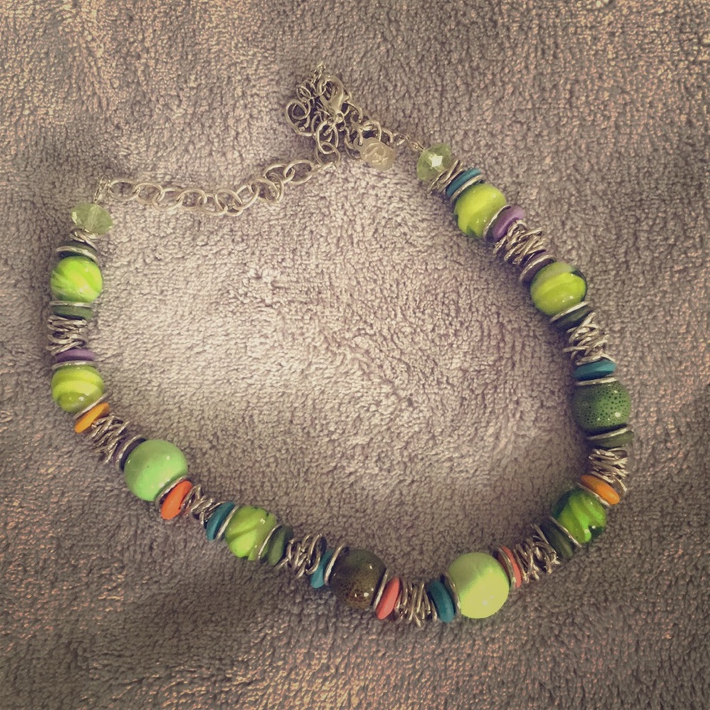silver beaded necklace